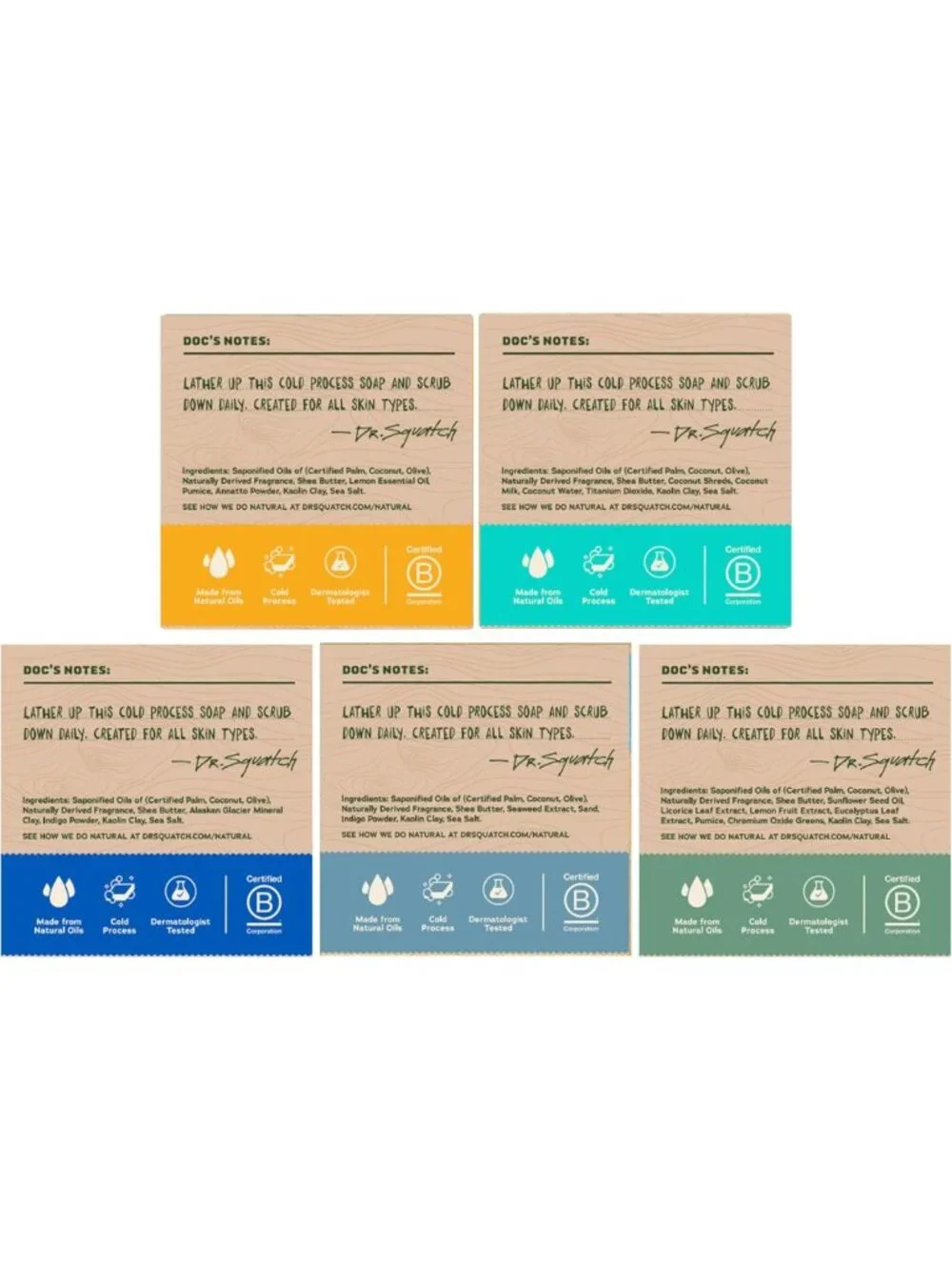 Natural Men's Bar Soap - Cold Process Body Soap with Essential Oils - 5-Pack